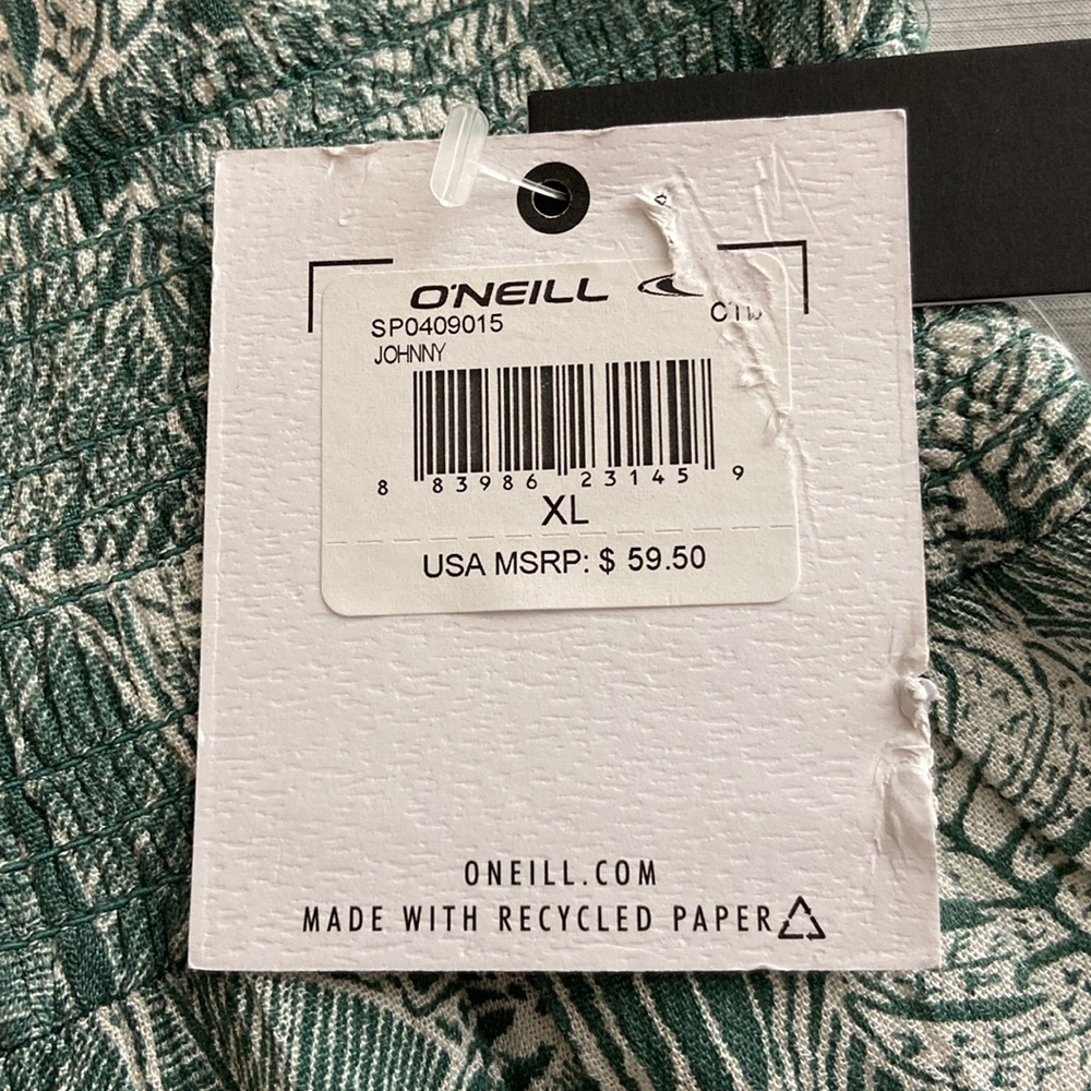 O'Neill Women's XL Green & White Wide Leg Leaf Print Pants NWT - Picture 8 of 9